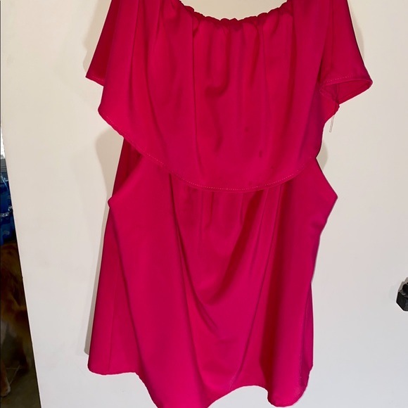 HOT PINK MINI DRESS WITH ELASTIC WAISTband - Picture 7 of 7